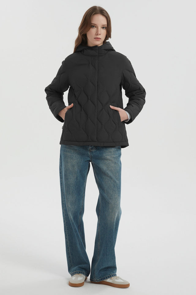 Quilted Down Jacket Lightweight Hooded