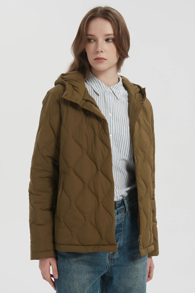 Quilted Down Jacket Lightweight Hooded