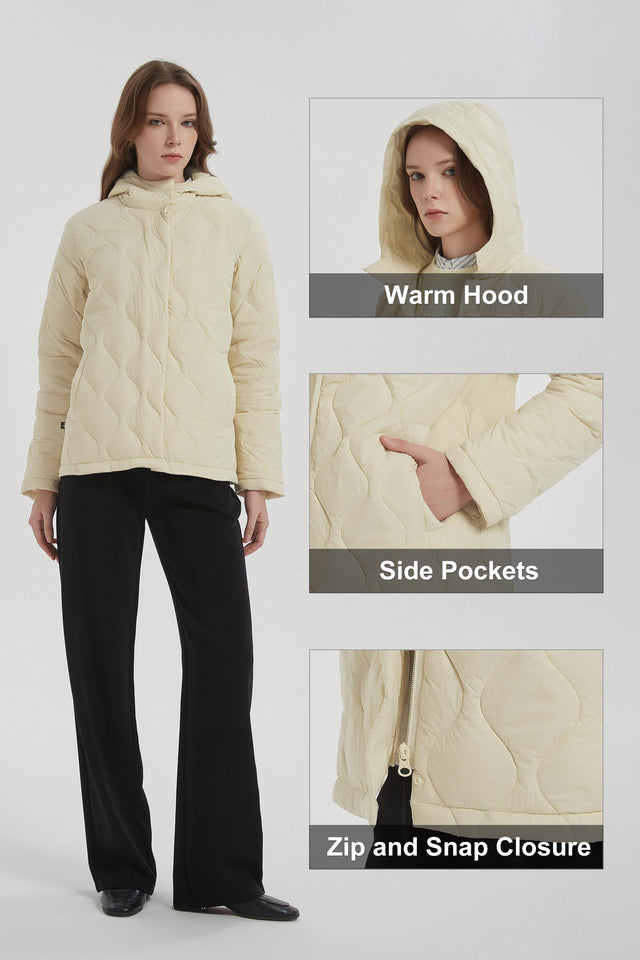 Quilted Down Jacket Lightweight Hooded