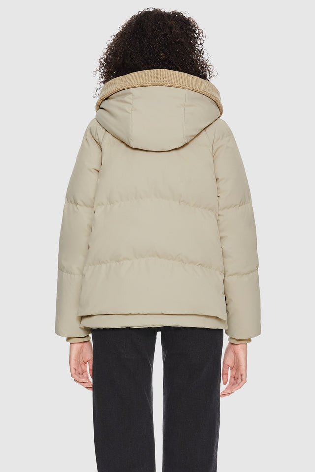 092 Universe® Knitted Brim Hooded Down Coat