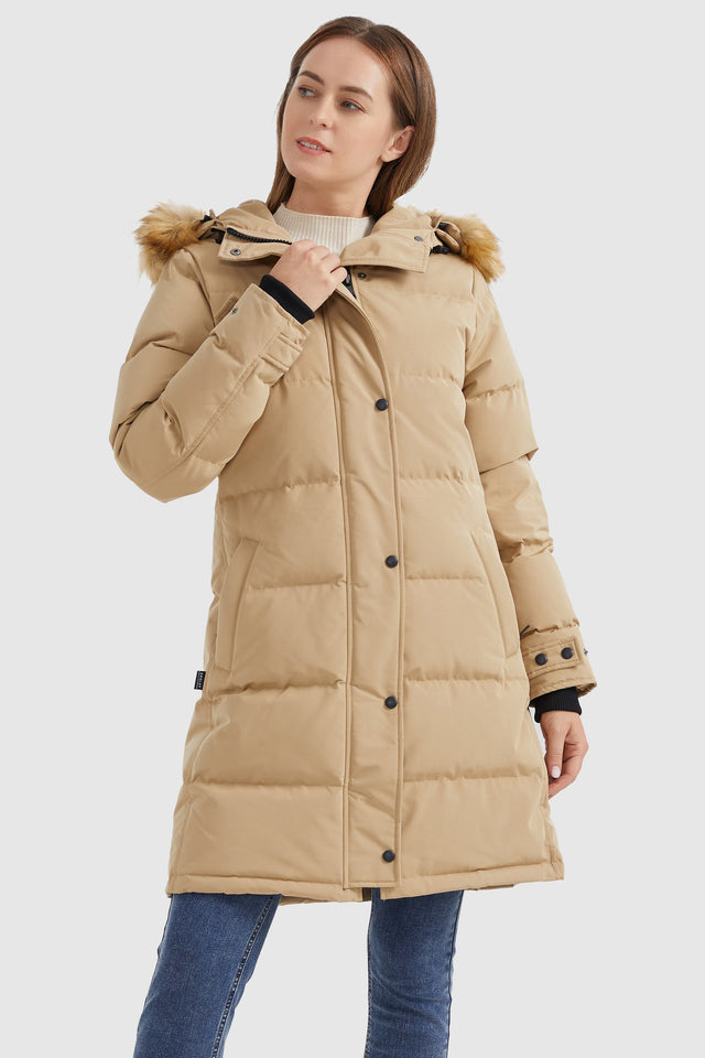 Drawstring Hooded Thickened Puffer Down Coat