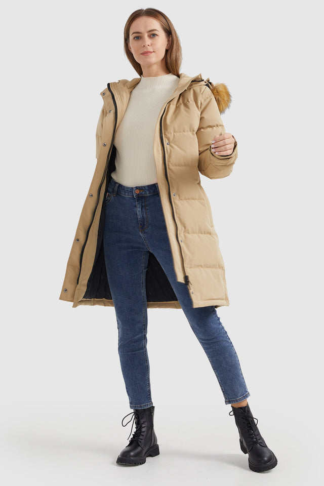 Drawstring Hooded Thickened Puffer Down Coat