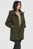 Faux Fur Lined Military Fleece Parka Jacket