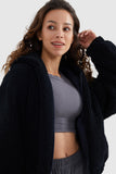 Fleece Cropped Drop Shoulder Coat