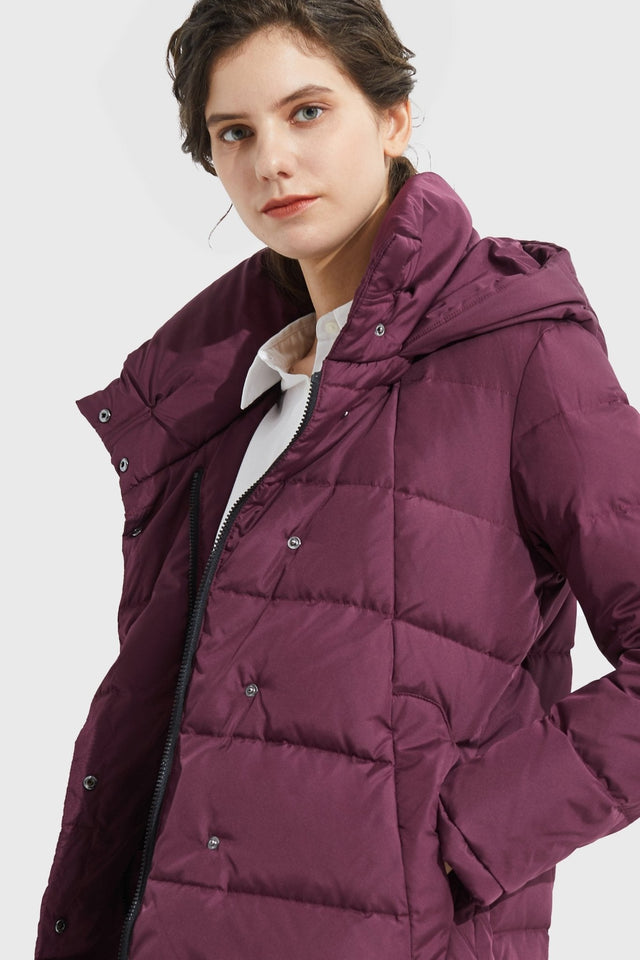 Hooded Winter Two-Way Zipper Down Coat