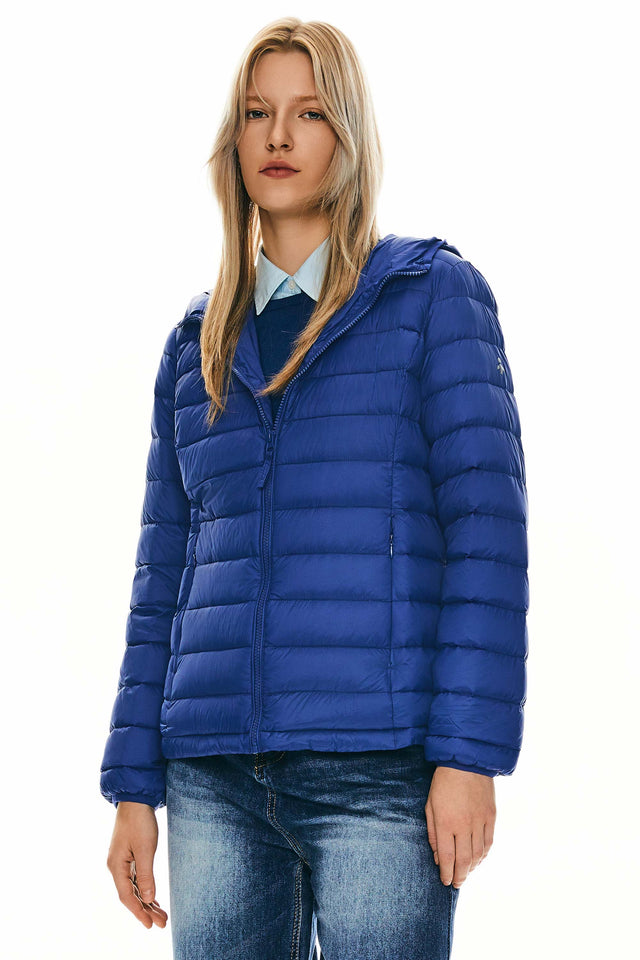 Lightweight Packable Down Jacket with Stand Collar with hood