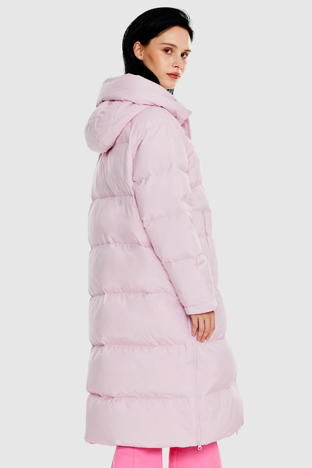 Long Puffer Down Jacket with Hem Slit