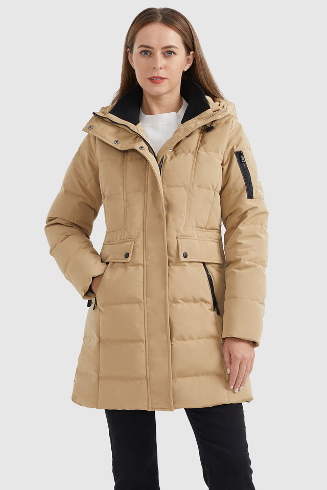 Mid Length Slant Pocket Down Puffer Jacket