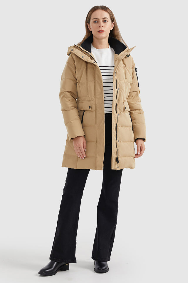Mid Length Slant Pocket Down Puffer Jacket