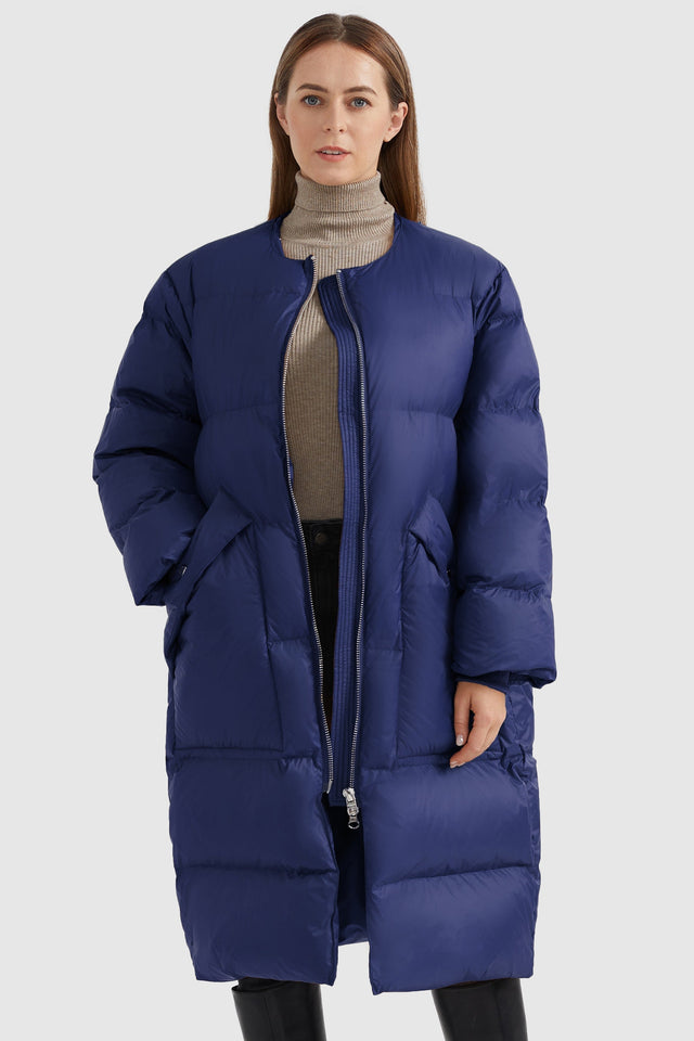 Puffer Long Stylish Winter Down Jacket with Warm Thickened Collar