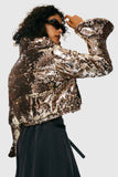Sequin Fashion Petite Down Jacket with Stand Collar