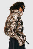 Sequin Fashion Petite Down Jacket with Stand Collar