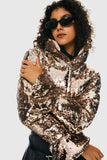 Sequin Fashion Petite Down Jacket with Stand Collar