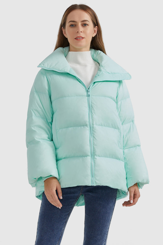 Zipper Front Puffer Down Coat
