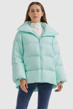 Zipper Front Puffer Down Coat
