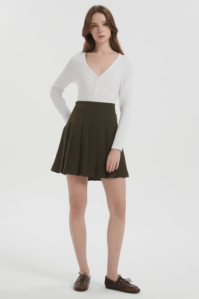 High Waisted Skirts A Line Pleated Skirt