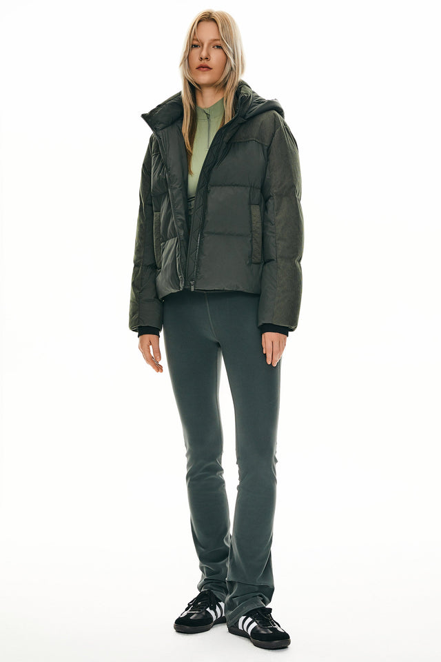 Cropped Down Puffer Jacket Winter Hooded