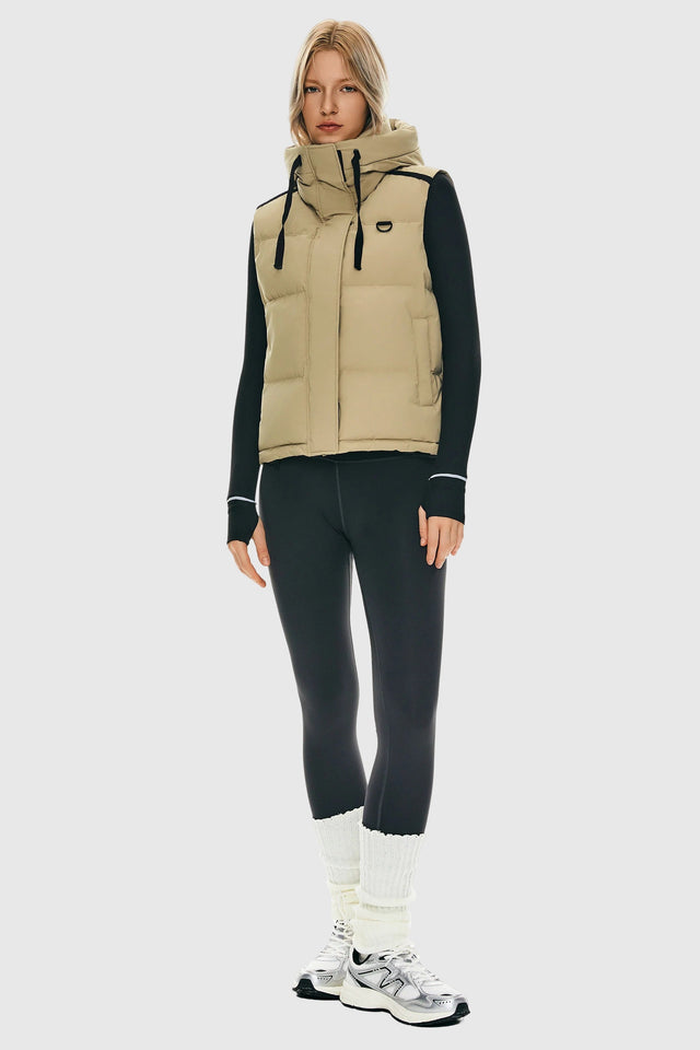 Puffer Down Vest Hooded Cropped Zip Up
