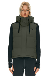 Puffer Down Vest Hooded Cropped Zip Up