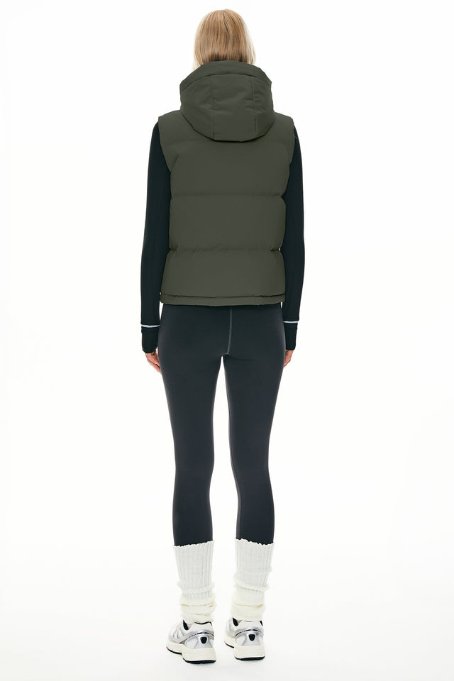 Puffer Down Vest Hooded Cropped Zip Up