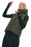 Puffer Down Vest Hooded Cropped Zip Up