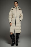 Celeste Long Hooded Belted Down Coat