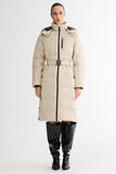 Celeste Long Hooded Belted Down Coat