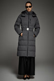 Celeste Long Hooded Belted Down Coat