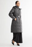 Celeste Long Hooded Belted Down Coat