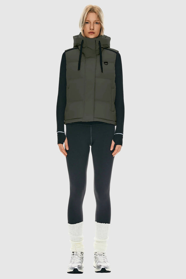 Puffer Down Vest Hooded Cropped Zip Up