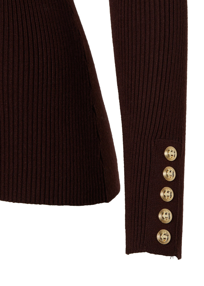 V-Neck Rib Top (Chocolate)