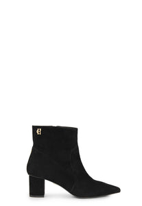 Regency Mid Heel Ankle Boot (Black Suede)