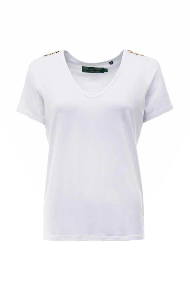 Relax Fit V-Neck Tee (White)