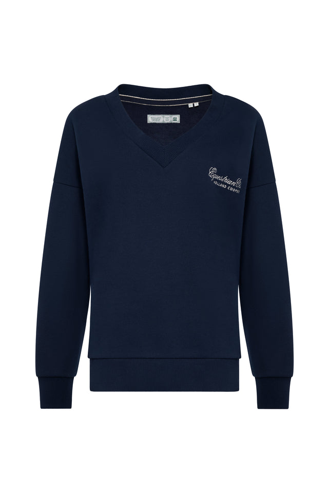 Relaxed Fit V-Neck Sweat (Ink Navy Ecru)