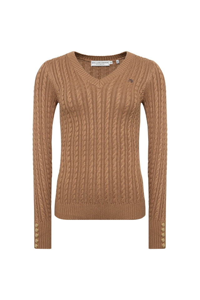 Seattle V-Neck Knit (Dark Camel)