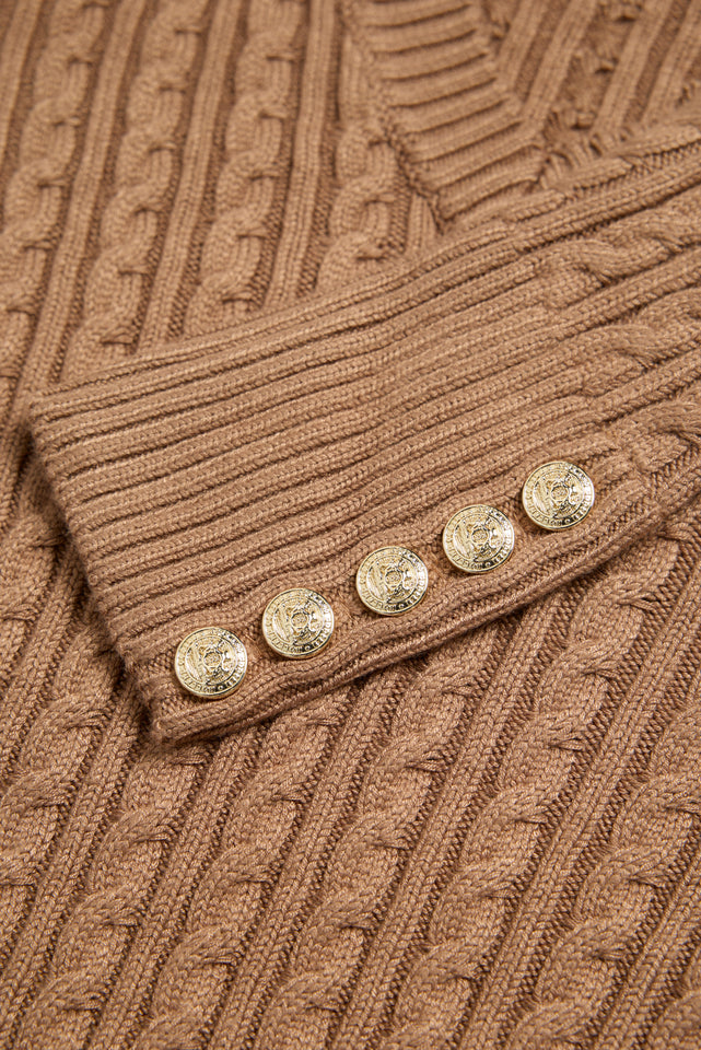Seattle V-Neck Knit (Dark Camel)