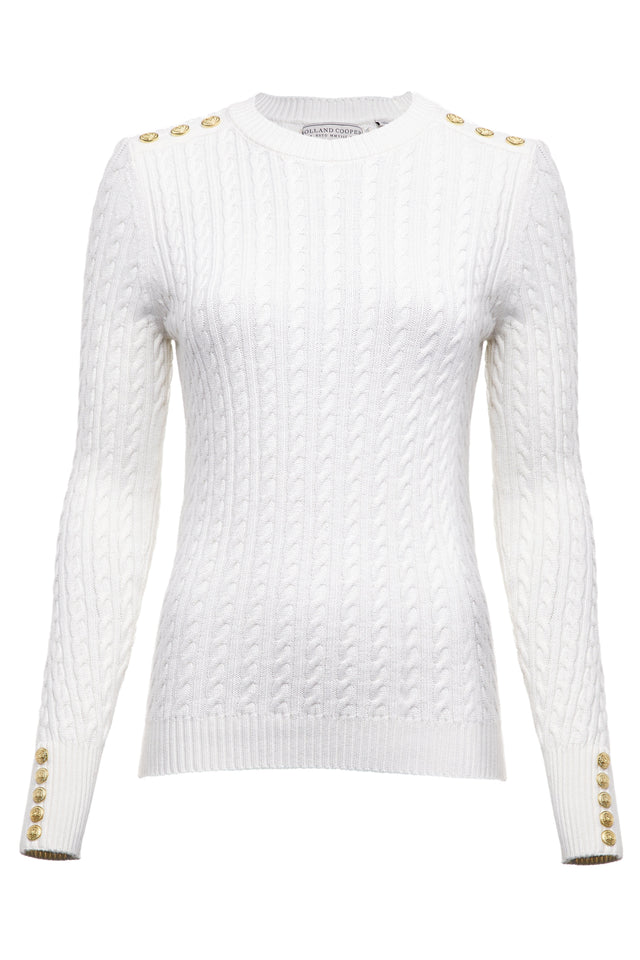 Seattle Cable Crew Knit (White)