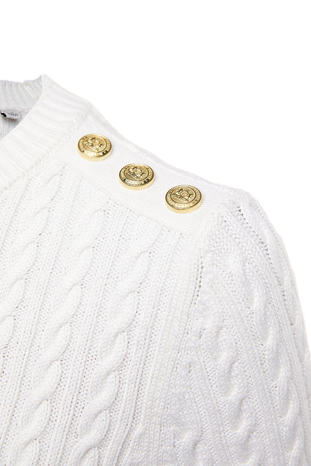 Seattle Cable Crew Knit (White)