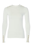 Buttoned Knit Crew Neck (Cream)