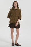 Down Puffer Jacket Three-quarter Sleeves Lightweight Oversized