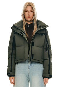 Winter Quilted Hooded Cropped Down Puffer Jacket