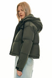 Winter Quilted Hooded Cropped Down Puffer Jacket
