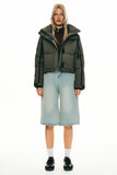 Winter Quilted Hooded Cropped Down Puffer Jacket