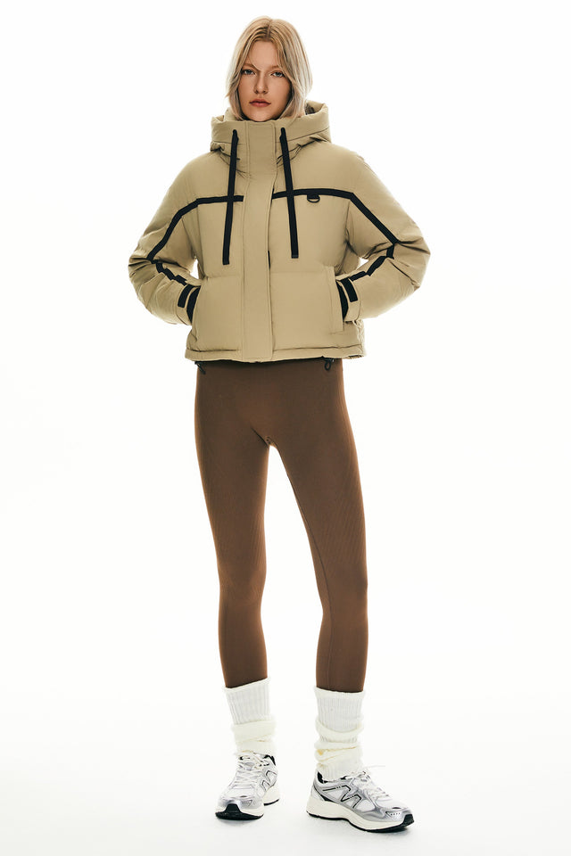 Winter Quilted Hooded Cropped Down Puffer Jacket