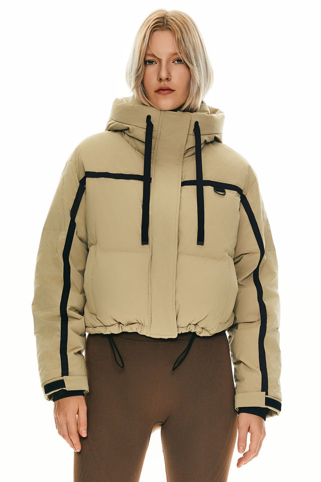 Winter Quilted Hooded Cropped Down Puffer Jacket
