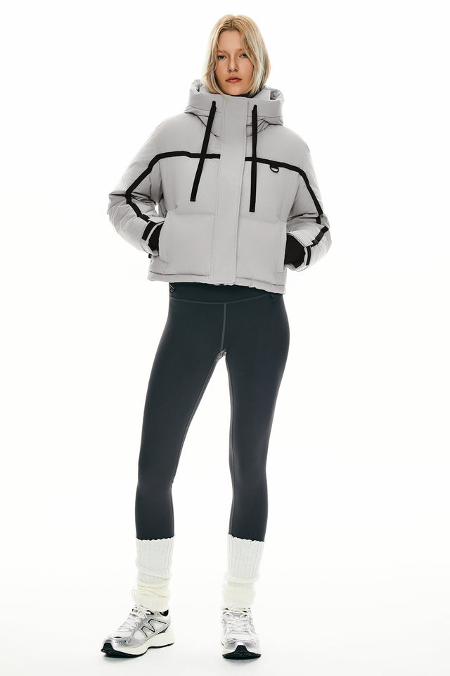 Winter Quilted Hooded Cropped Down Puffer Jacket