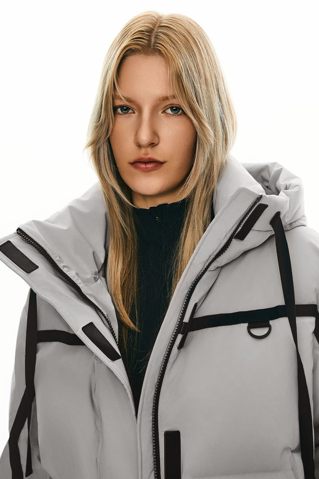 Winter Quilted Hooded Cropped Down Puffer Jacket