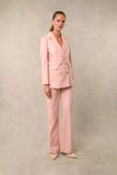 High Waisted Straight Trouser (Pink Chalk Pinstripe)