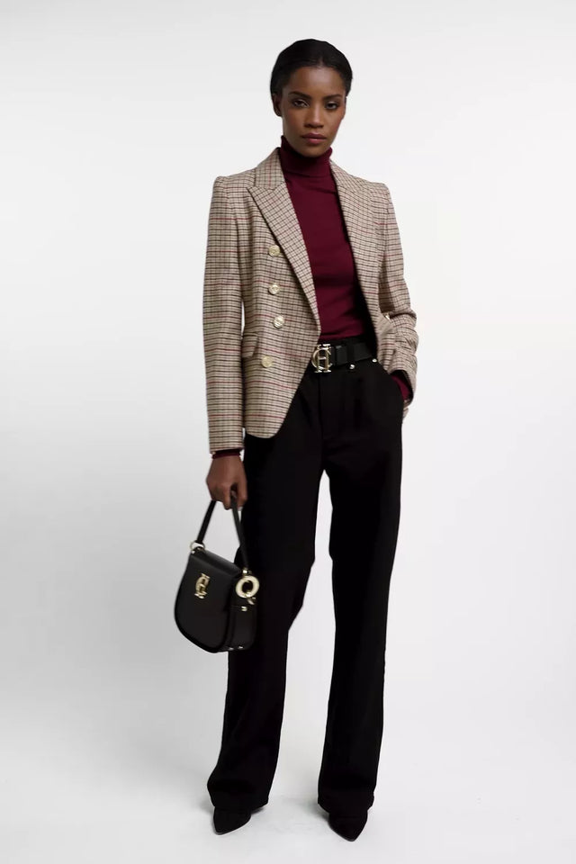 Buttoned Knit Roll Neck (Wine)