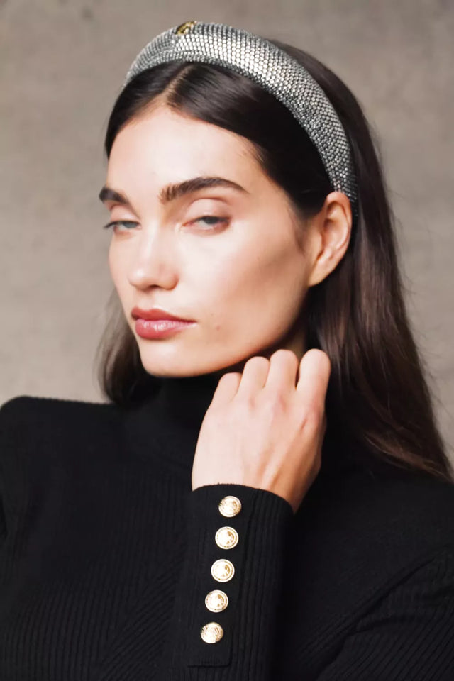 Wide Headband (Silver Crystal)